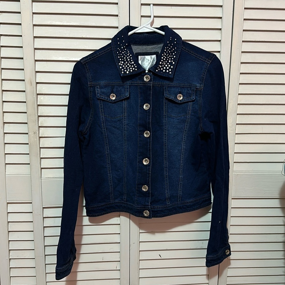 Jean jacket dark wash with gems